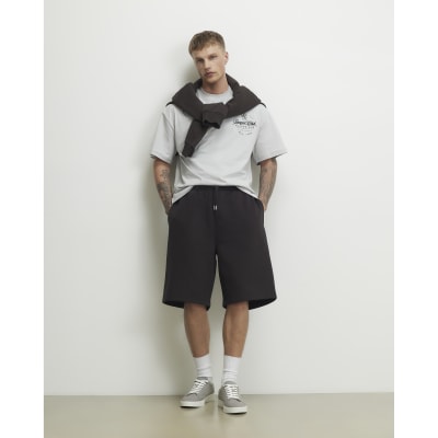 Grey Oversized Cotton Racquet Club T-shirt