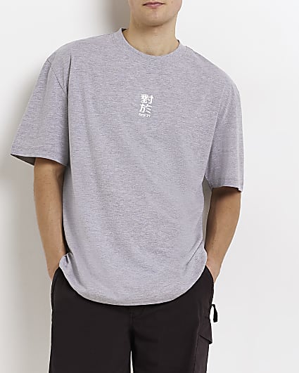 Grey Oversized fit Dragon graphic t-shirt