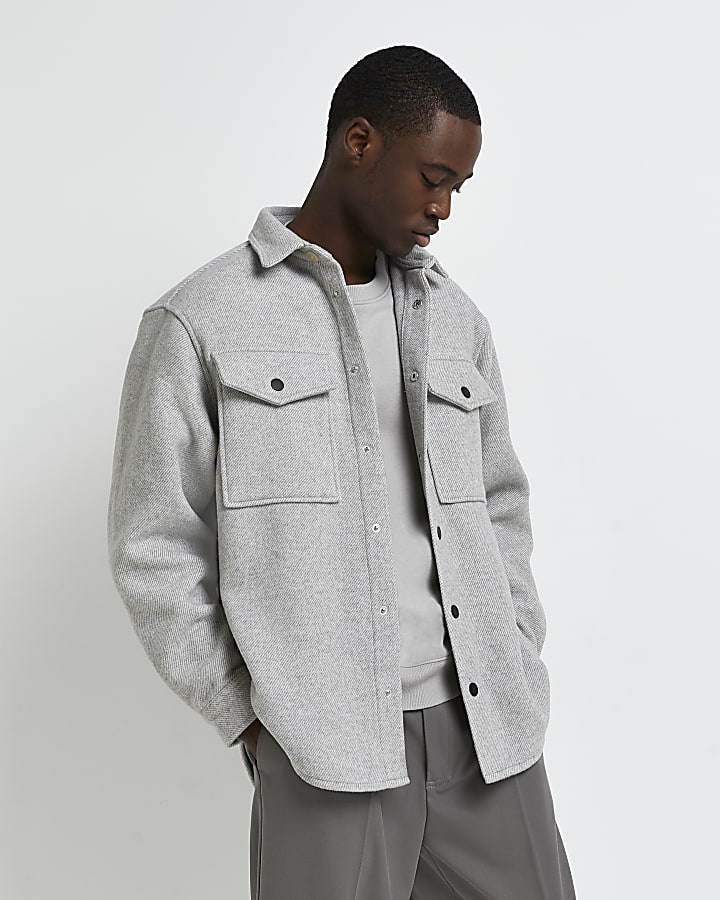 Grey oversized fit flannel shacket