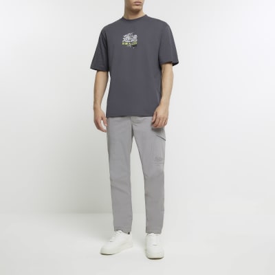 Grey oversized fit Japanese graphic t-shirt