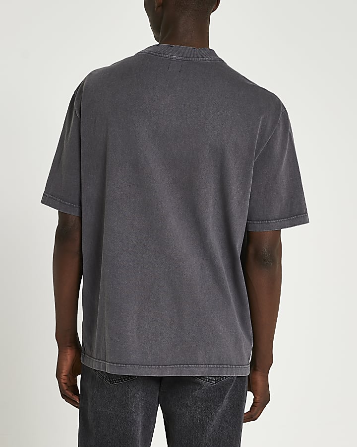 Grey oversized fit washed graphic t-shirt