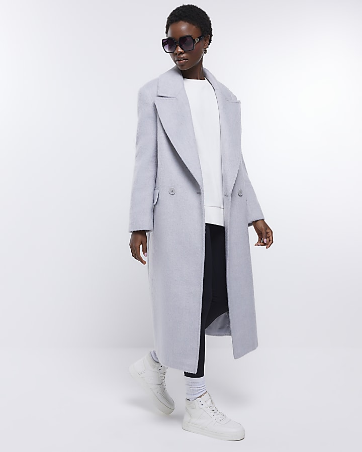 Grey oversized longline coat