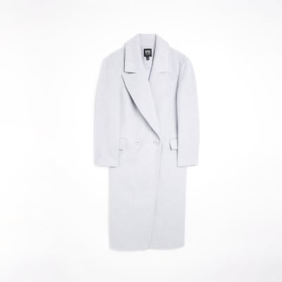 Grey oversized longline coat