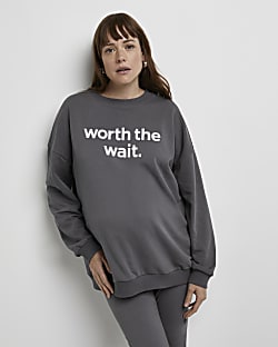 Grey oversized maternity sweatshirt