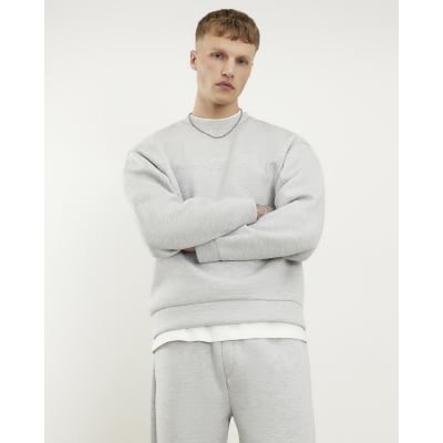 Grey Oversized Premium Embroidered Sweatshirt