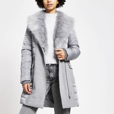 river island grey coat