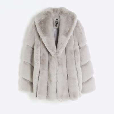 River island clearance grey fur jacket