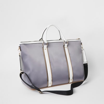 Grey panelled weekend bag