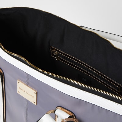 Grey panelled weekend bag