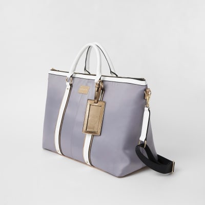 Grey panelled weekend bag