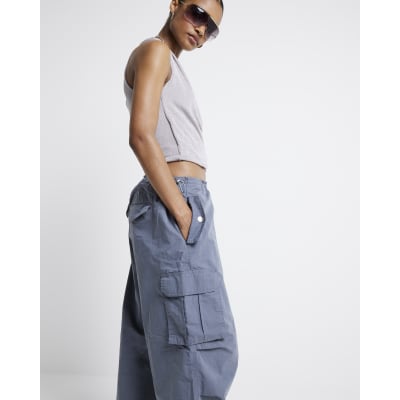 Grey parachute cargo trousers | River Island