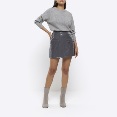 Grey suede skirt river cheap island