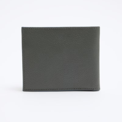 Grey pebbled leather wallet River Island