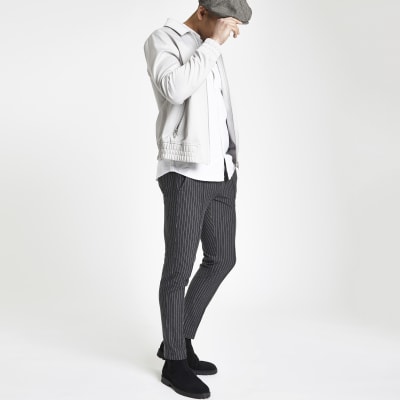 black pinstripe skinny trousers