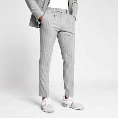 grey skinny suit trousers