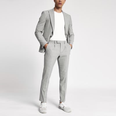 grey skinny suit trousers