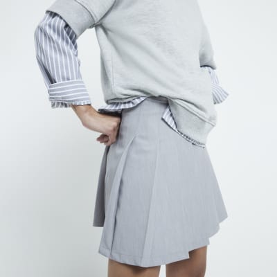 Grey suede skirt river island best sale