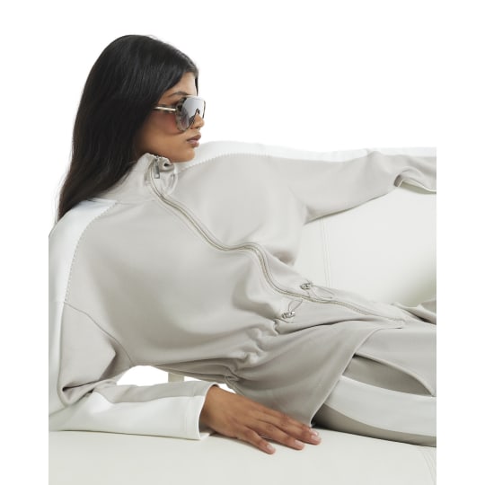 River Island Grey Premium Colour Block Peplum Track Jacket