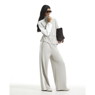 River Island Grey Premium Colour Block Wide Leg Trousers