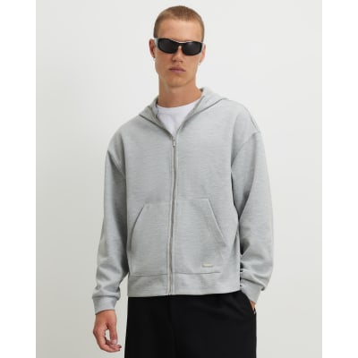 Grey Premium Oversized Fit Zipped Hoodie