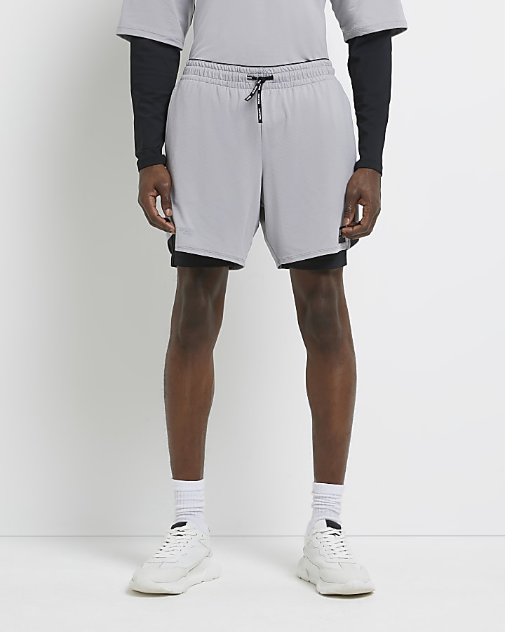 Grey Prolific sport slim fit 2 in 1 shorts