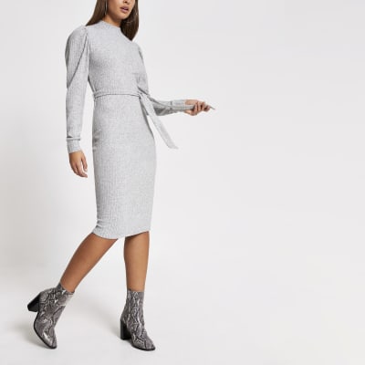 river island ribbed midi dress