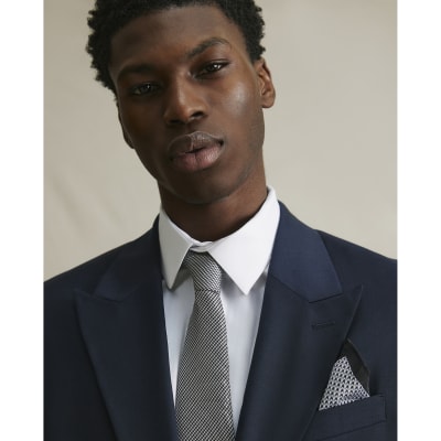 Grey Puppytooth Handkerchief And Tie Set