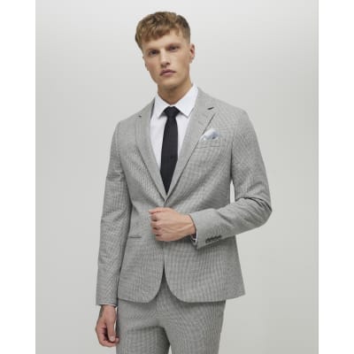 Grey Puppytooth Skinny Fit Suit Jacket
