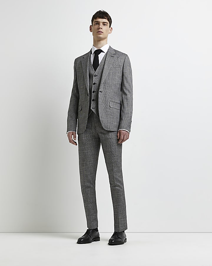Grey Puppytooth Skinny Fit Suit jacket