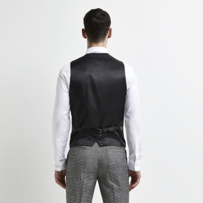 Grey Puppytooth Skinny Fit waistcoat