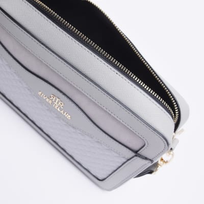 Grey quilted cross body bag River Island