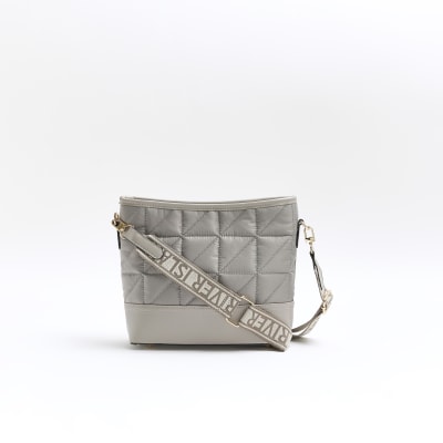 Grey quilted cross body bag River Island