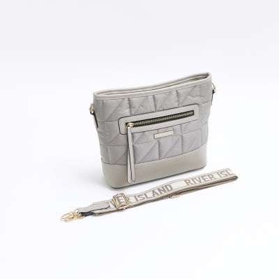 River Island Womens Grey Quilted Cross Body Bag