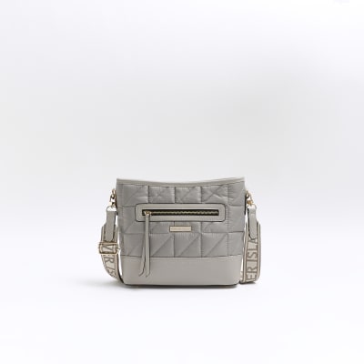 Grey quilted cross body bag | River Island