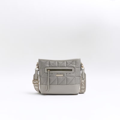 River Island QUILTED DOUBLE BODY - Across body bag - grey - Zalando.de