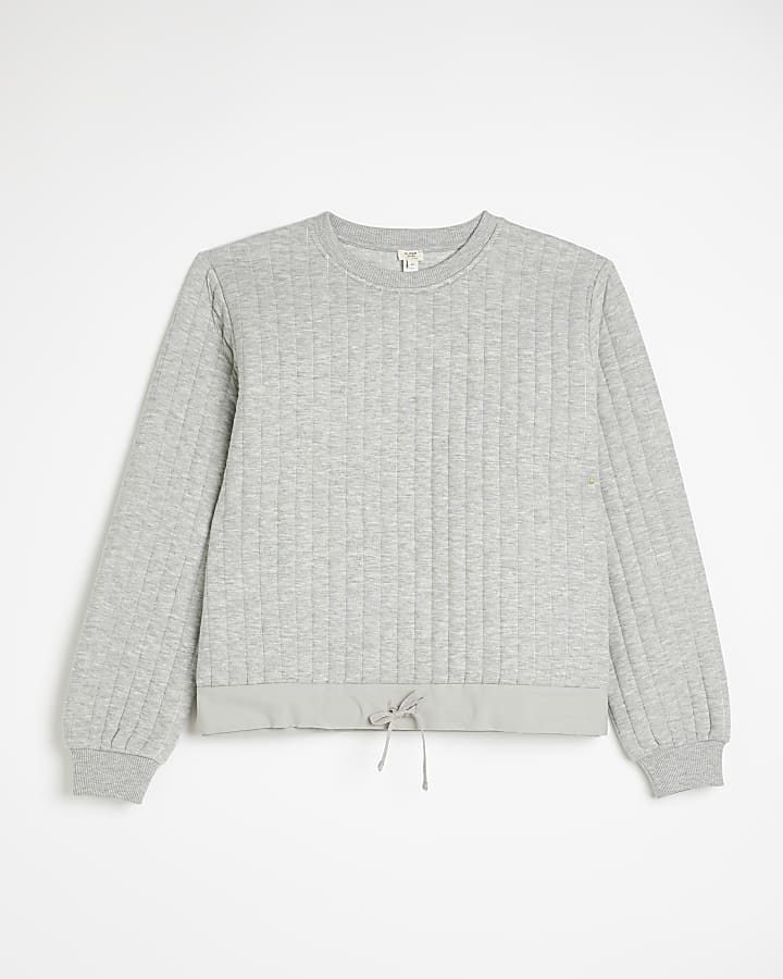 Grey quilted long sleeve sweatshirt