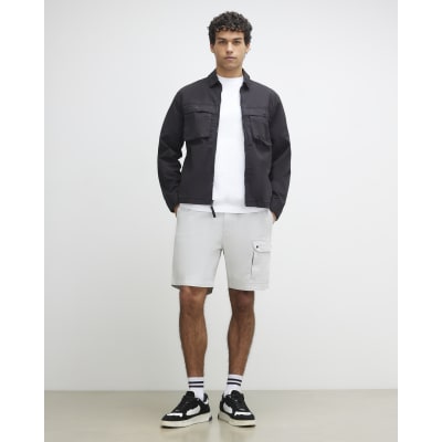 Grey Regular Fit Cargo Shorts