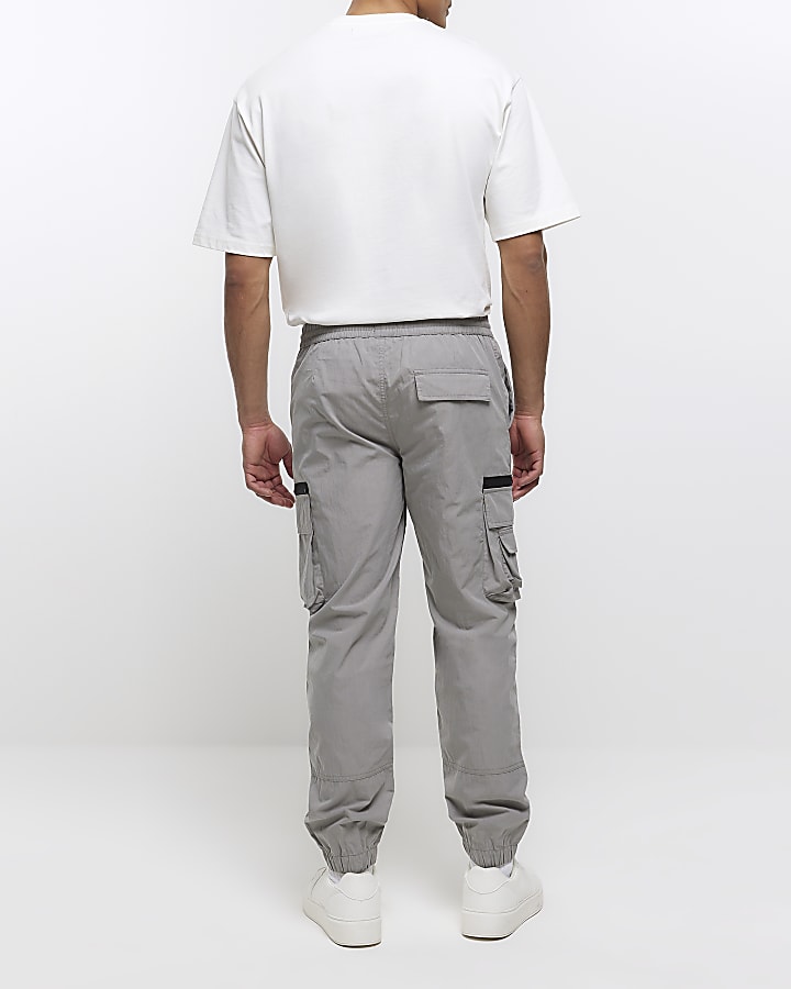 Grey regular fit cargo trousers
