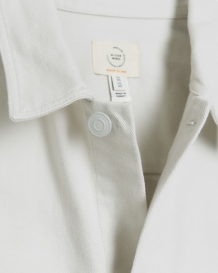 Grey regular fit chest pocket overshirt