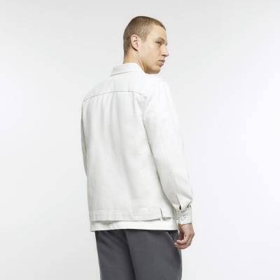 Grey regular fit chest pocket overshirt