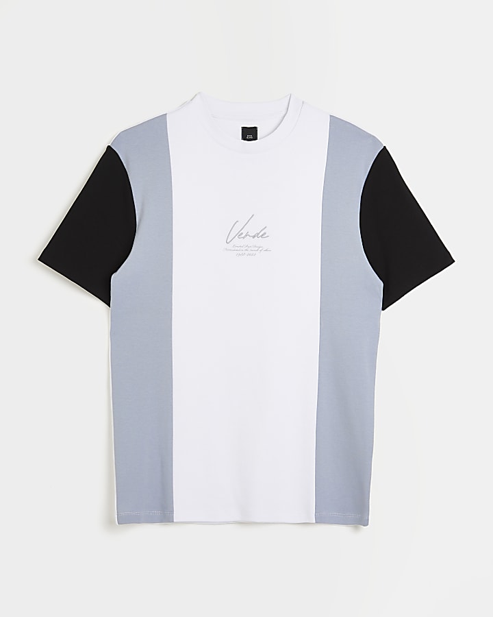 instante Expresión caricia Grey regular fit colour block t-shirt | River Island