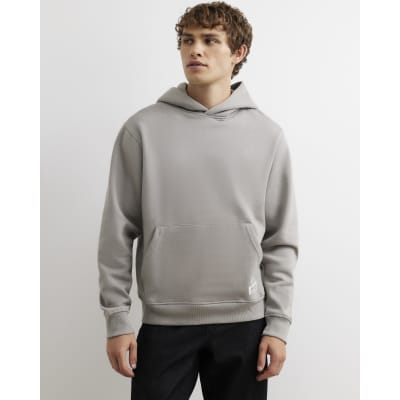 Grey Regular Fit Cotton Blend Hoodie