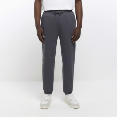 Grey regular fit cuffed joggers River Island