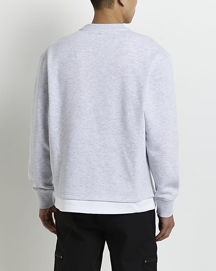 Grey regular fit Double Layer Sweatshirt