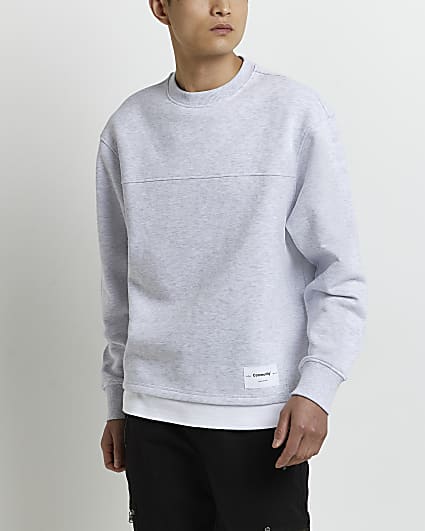 Grey regular fit Double Layer Sweatshirt