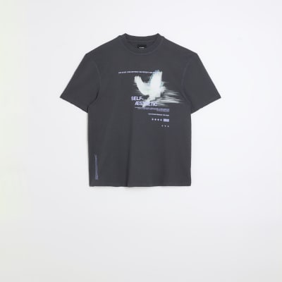 Grey regular fit dove graphic t-shirt | River Island