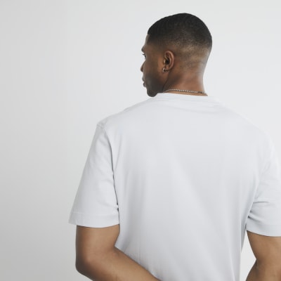 Grey Regular Fit Embroidery T-Shirt