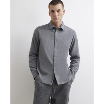 Grey Regular Fit Flannel Long Sleeve Shirt