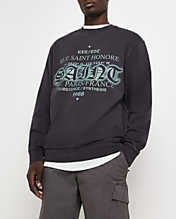 Grey Regular fit Graphic sweatshirt
