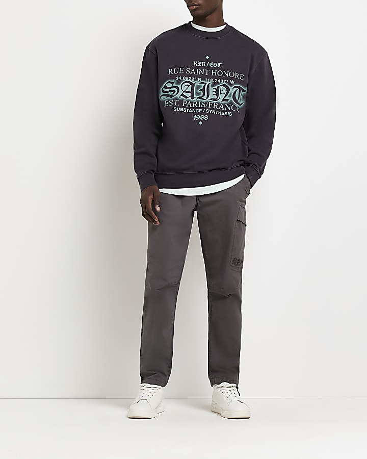Grey Regular fit Graphic sweatshirt